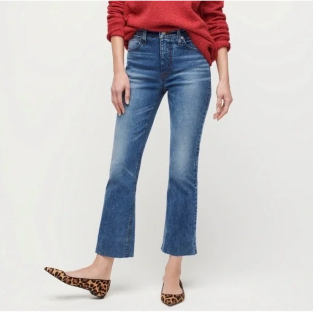 J. Crew Womens 9" Mid-Rise Demi Boot Crop Jean Size 34 Blue Medium‎ Wash Western
